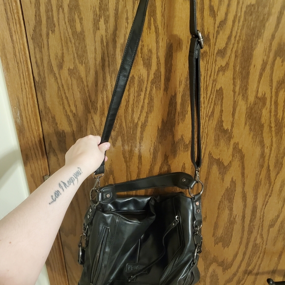 Black Pleather Crossbody Bag - Picture 4 of 10